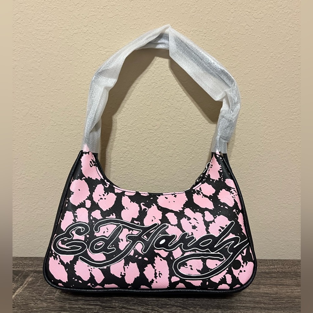 Ed Hardy Pink and Black Shoulder Bag